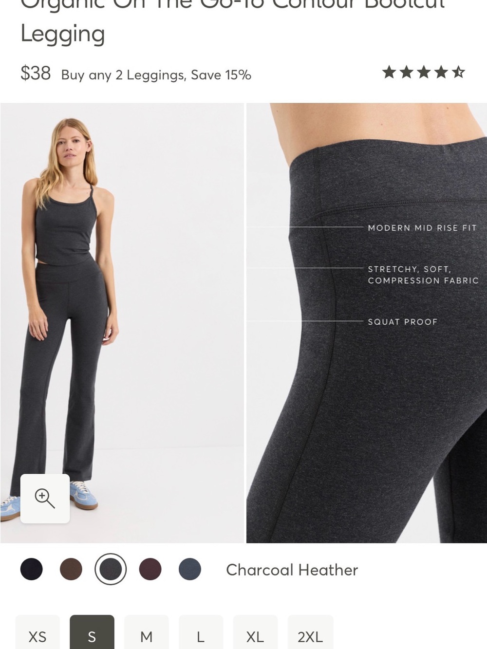 Organic On-The-Go Contour Bootcut Legging - Charcoal Heather